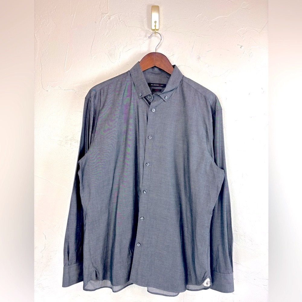 JOHN VARVATOS USA Slim Fit Charcoal Grey Dress Shirt Button Down Mens 16.5 32/33